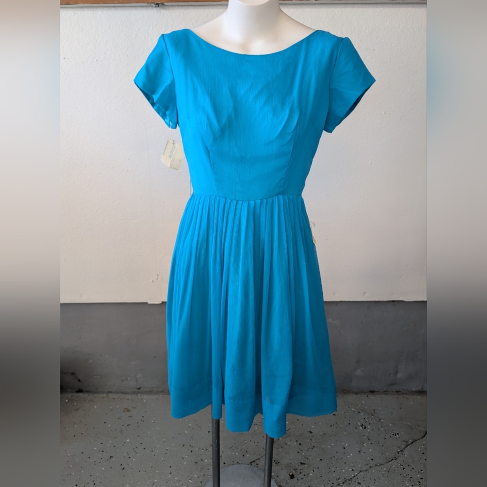 Vintage Dress Blue Chiffon